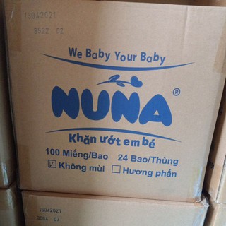 Khăn ướt em bé Nuna 100 miếng (ko mùi+có mùi)