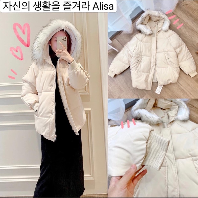 Áo phao mũ lông bo gấu - ALISA