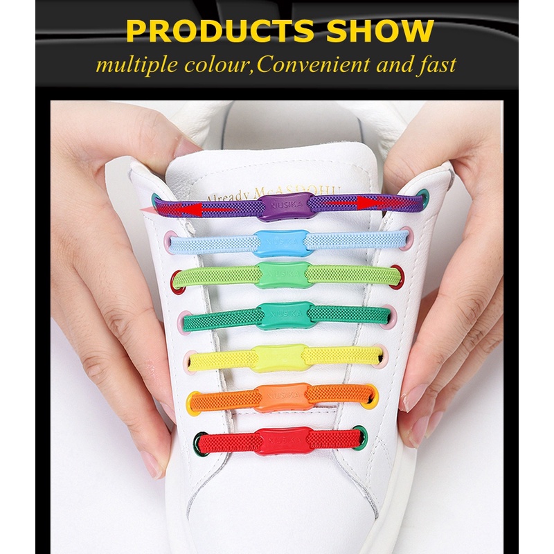 Khóa Dây Giày Co Giãn Không Cần Buộc Dành Cho Người Lớn Và Trẻ Em