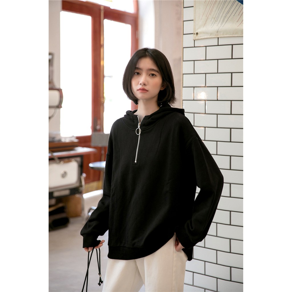 Áo Khoác Hoodie Tay Dài From Rộng BASIC Cổ Khóa Kéo Unisex Hot Trend - VIETCENTRE | BigBuy360 - bigbuy360.vn