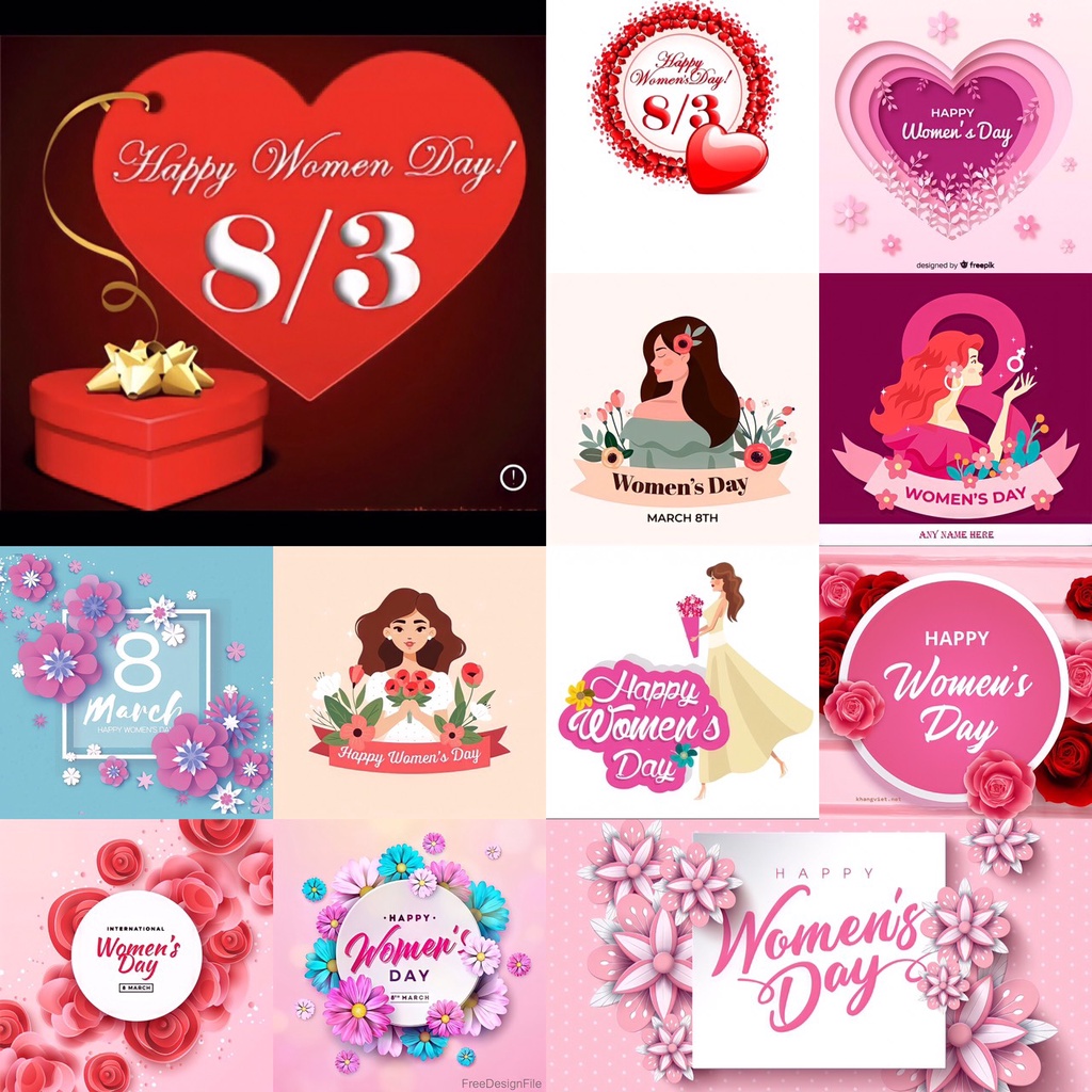 Sét thẻ 08/03 trang trí bánh sinh nhật bánh kem ( 10 thẻ /1 sét )