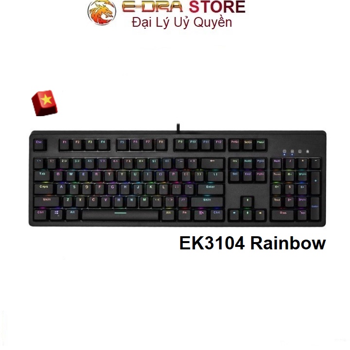 Bàn phím cơ Edra EK3104 Rainbow Huano Switch (Blue / Brown / Red) + Tặng key cờ