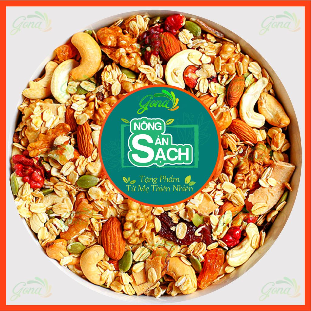 Granola siêu hạt ngũ cốc ăn kiêng giảm cân không đường nhiều dinh dưỡng thêm hạt Macca Premium từ GONA