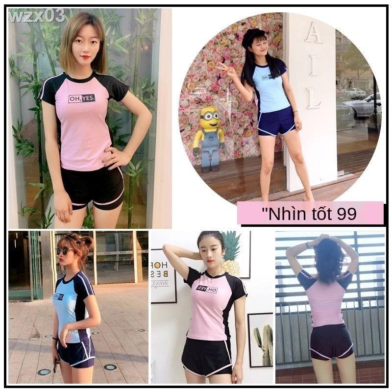 Áo tắm nữ hai mảnh xẻ tà bảo thủ thể thao giảm béo bụng 2021 tân sinh viên cộng với đồ bơi cỡ lớn | BigBuy360 - bigbuy360.vn