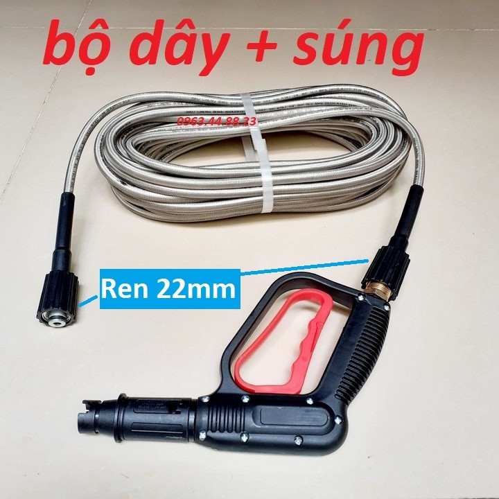 Bộ 10M-15M-20M-30M dây rửa xe và súng xịt - súng rửa xe áp lực cao ren 22mm