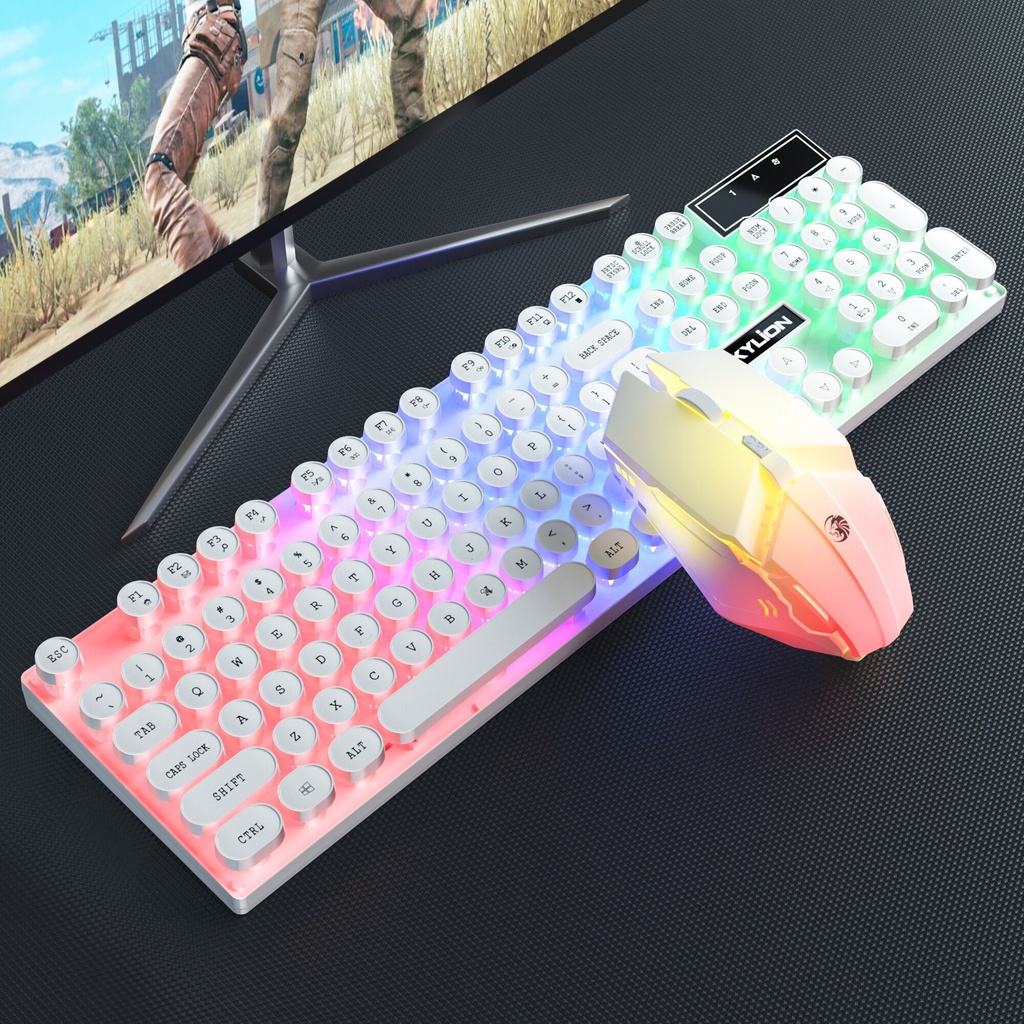 Punk Keyboard and Mouse Set usbWired Suspension Mechanical Feeling Gaming Computer Notebook Applicable