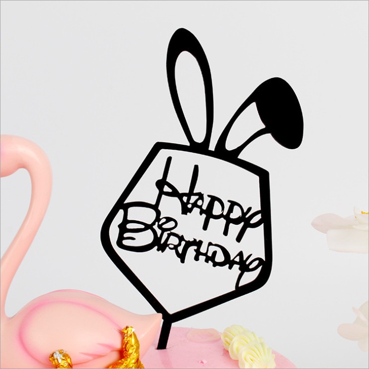 Trang trí bánh sinh nhật bánh kem - COMBO 10 thẻ meka TAI THỎ vàng, bạc, đen, hồng