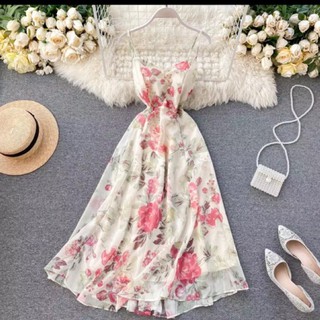 Đầm hoa ❤️freeship❤️ váy maxi hoa quảng châu hàng có sẵn