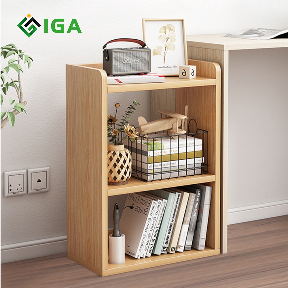 Giá sách gỗ mini IGA cấu tạo lắp ghép thông minh tiết kiệm diện tích - GP156