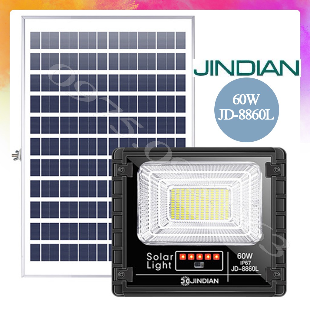 [JINDIAN - 60W] Đèn Năng Lượng Mặt Trời JinDian JD-8860L Công Suất 60W, Khung Nhôm, Chip Led "SMD" - BH 03 Năm