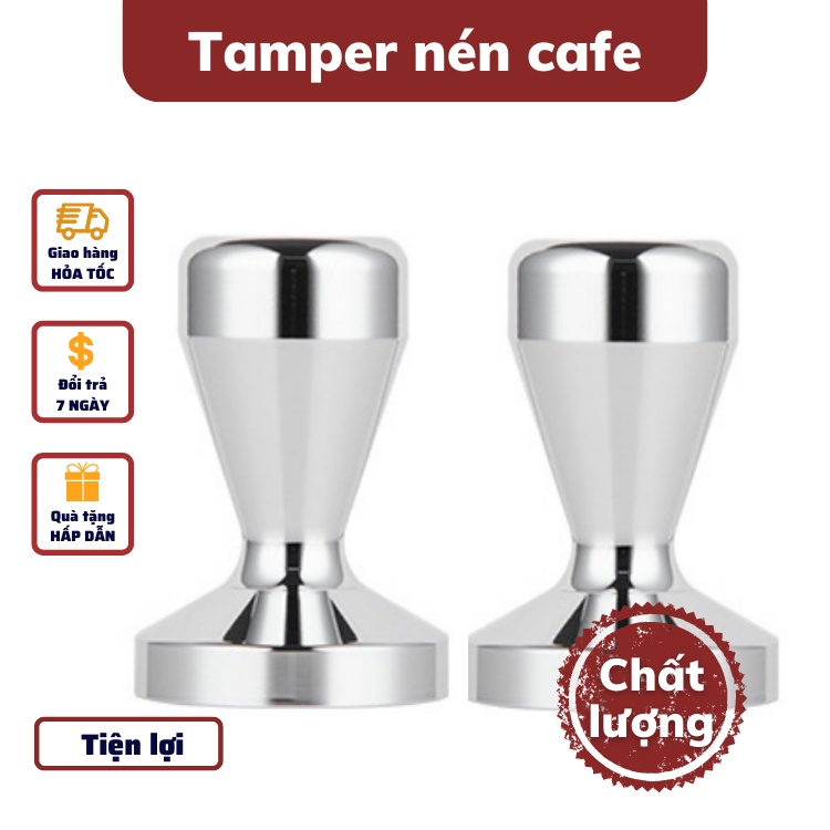 Tay Nén Tamper 51mm dụng cụ nén càphê pha EspressoInox cao cấp tay nén café đường kính 49-51-53-58m