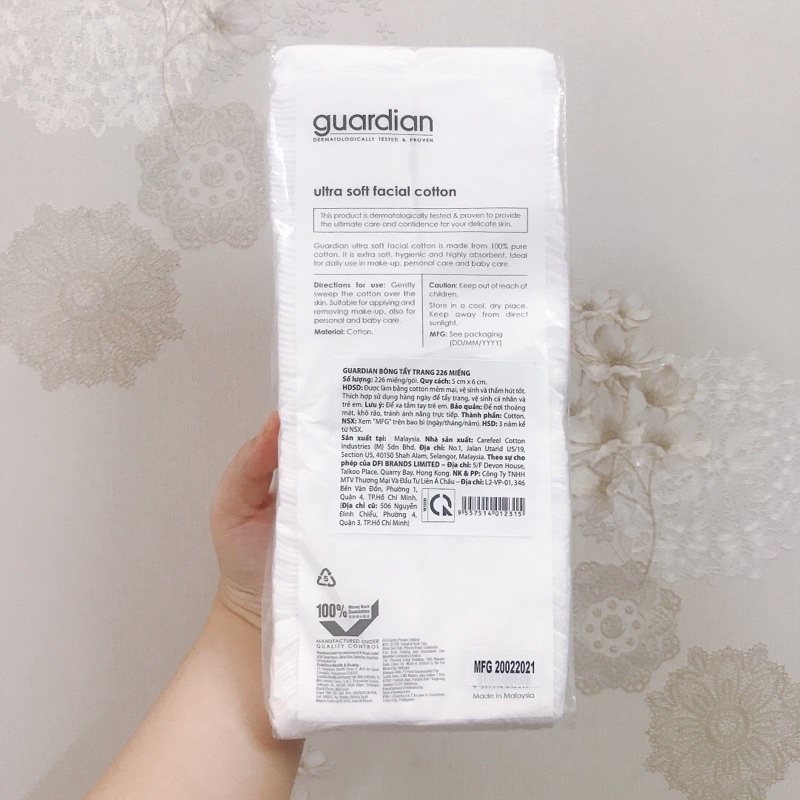 Bông Tẩy Trang Guardian Ultra Soft Facial Cotton 260 Miếng