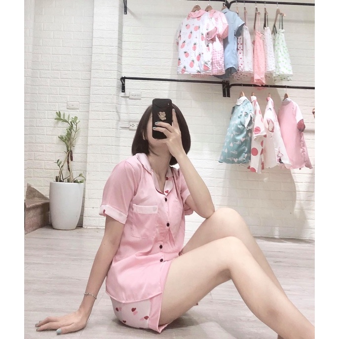 Bộ Ngủ Lụa Pijama Đùi Pizama Lụa Satin Siêu Xinh, Mềm Mịn | BigBuy360 - bigbuy360.vn