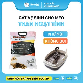 Cát vệ sinh cho mèo CATSME CAT LITTER (8L), Cát than hoạt tính không bụi, khử mùi gấp 5 lần, siêu vón cục