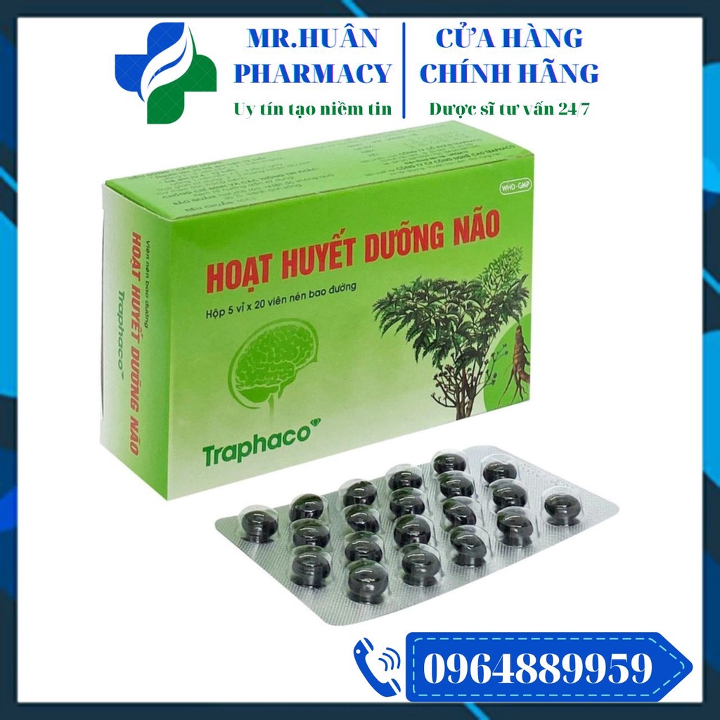 Hoạt huyết dưỡng não Traphaco (Hộp 100 viên nén bao đường) - Hỗ trợ hoạt huyết, dưỡng não hiệu quả