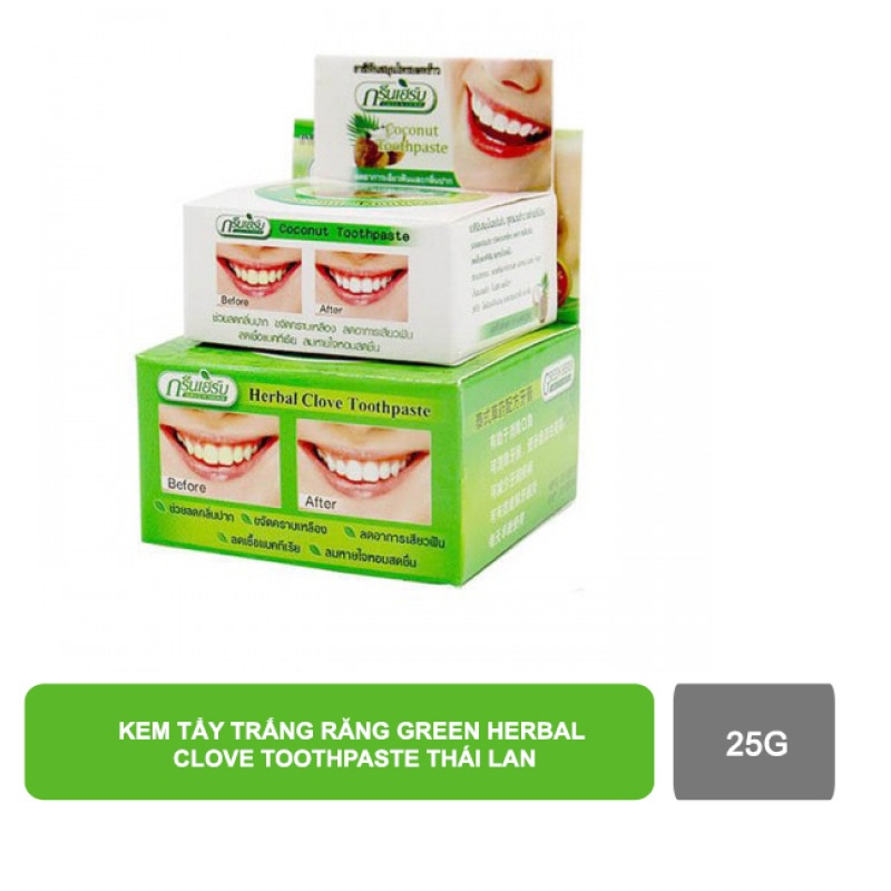 Kem đánh răng Thái Lan 25g Tẩy Trắng Green Herb