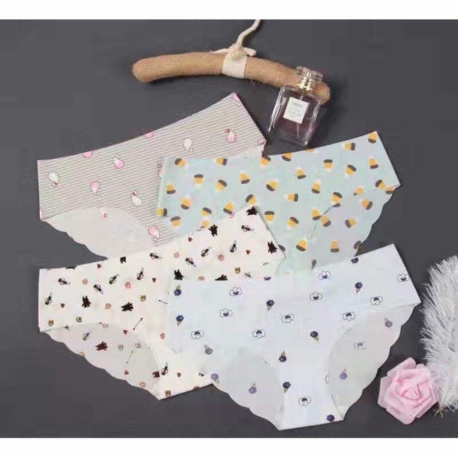Quần Lót Su Trơn Không Đường May Họa Tiết Dễ Thương mã 015