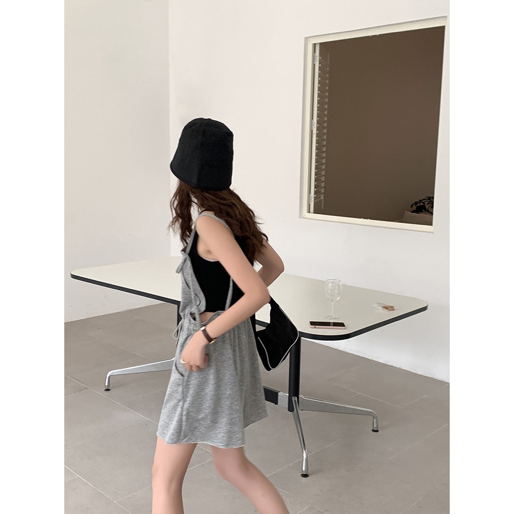 Quần yếm ngắn nữ phong cách Hàn Quốc Quần yếm dáng ngắn Dây rút eo phiên bản mùa hè | BigBuy360 - bigbuy360.vn