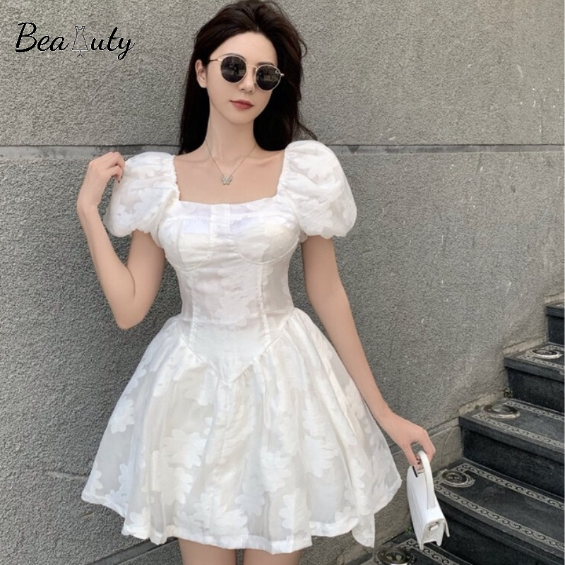 Đầm babydoll Dáng Chữ A Tay Phồng Ôm Eo Kiểu Pháp Thời Trang 2022 Cho Bạn Gái