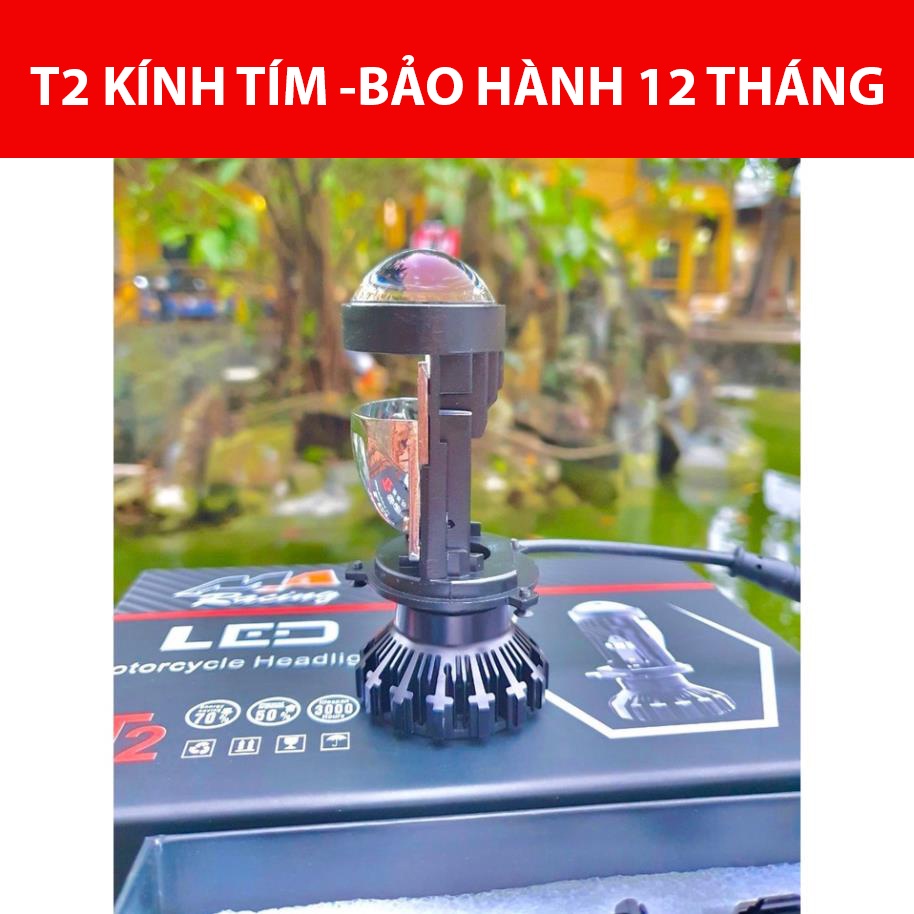 đèn bi led T2 bản pro mới nhất kính ánh tím lắp ô tô xe máy. ông trùm phân khúc bóng led bi cầu mini