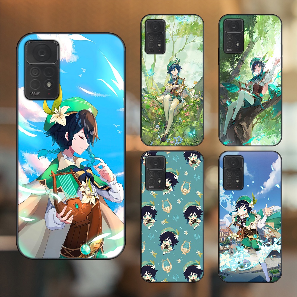 Ốp lưng Xiaomi Redmi Note 11 Pro 4G viền đen in hình Venti Genshin Impact