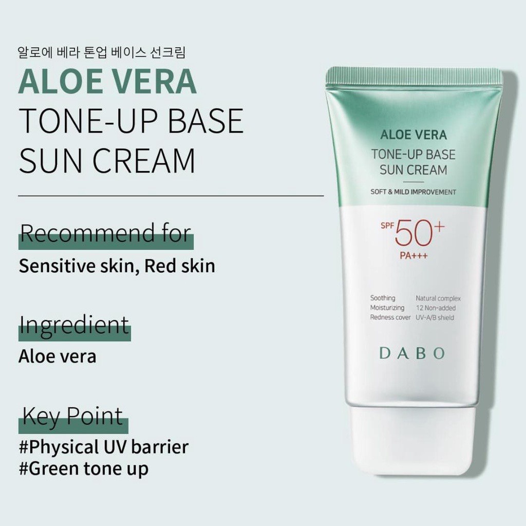 Kem chống nắng Lô Hội nâng tone dưỡng da, DABO Aloe Vera Tone-up Base Sun Cream 70ml hàng chính hãng