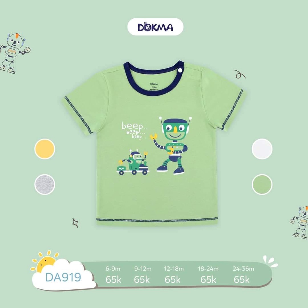 Dokma_ Áo cộc tay cài vai chất mềm mại cho bé