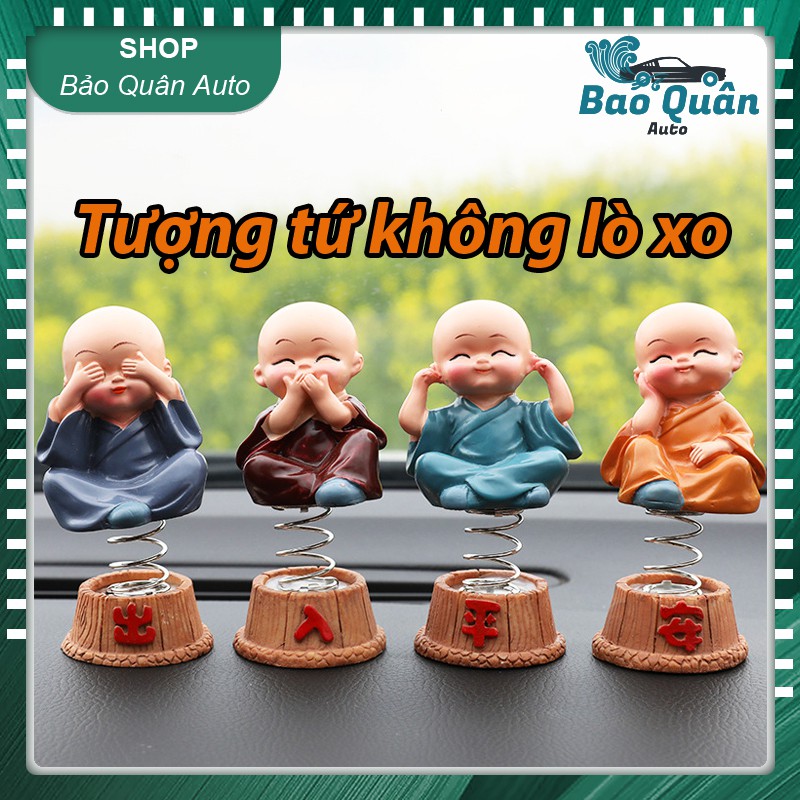 Bộ tượng 4 chú tiểu tứ không chân lò xo để ô tô văn phòng