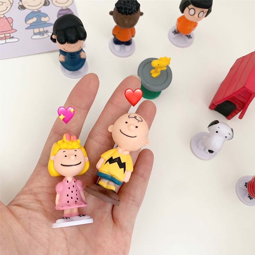 Set 12 Mô Hình Snoopy Hoạt Hình Thủ Công Sáng Tạo Dễ Thương Trang Trí Bàn Làm Việc