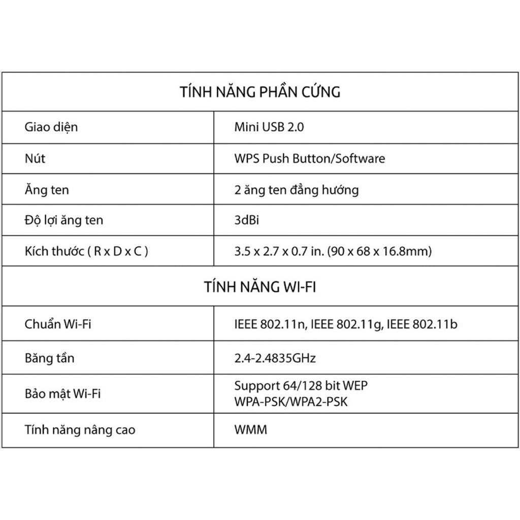 TP-Link N 300Mbps USB kết nối Wi-Fi  Độ lợi cao- TL-WN822N - Hàng Chính Hãng