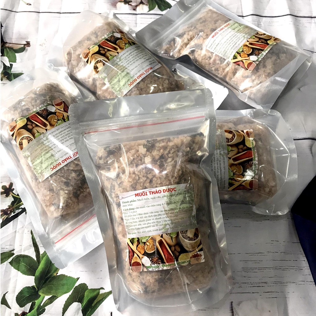 Muối thảo dược chườm bụng KÈM ĐAI QUẤN cho mẹ sau sinh