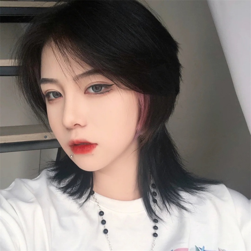 Tóc giả ngắn màu đỏ hóa trang đầu sói cá tính cho nam và nữ