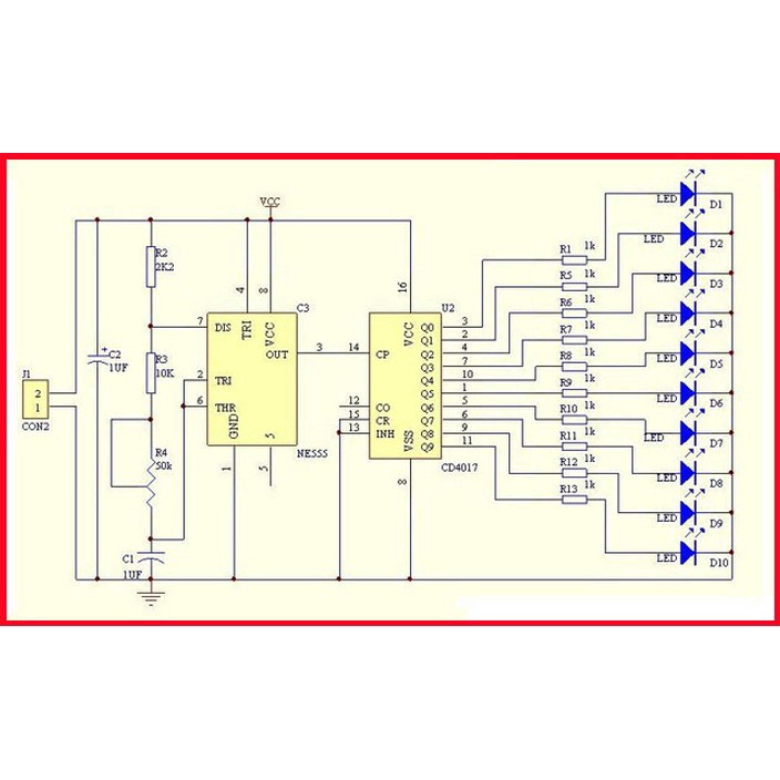 Bộ module đèn LED tự lắp ráp NE555 + CD4017