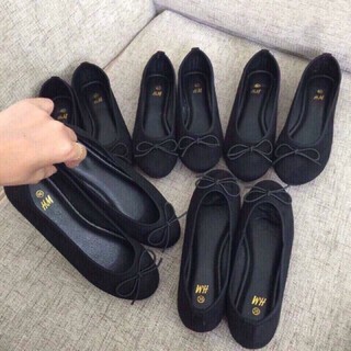 Giày búp bê da lộn gắn nơ