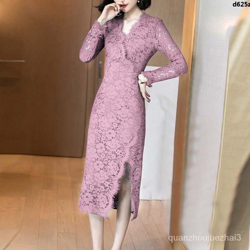 Đầm Lụa Phối Nhung Hoa Xẻ Tà Thời Trang Thanh Lịch Cho Nữ | BigBuy360 - bigbuy360.vn