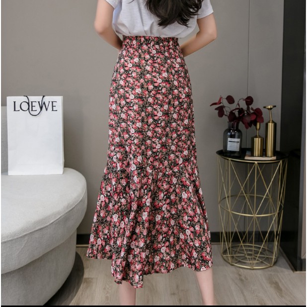 Chân váy hoa nhí công sở cạp cao hai lớp dáng dài chất đẹp | BigBuy360 - bigbuy360.vn