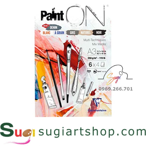 Sổ vẽ đa năng Clairefontaine 6 màu giấy, Paint On Multi Techniques MIX MEDIA Clairefontaine [ Sugi a