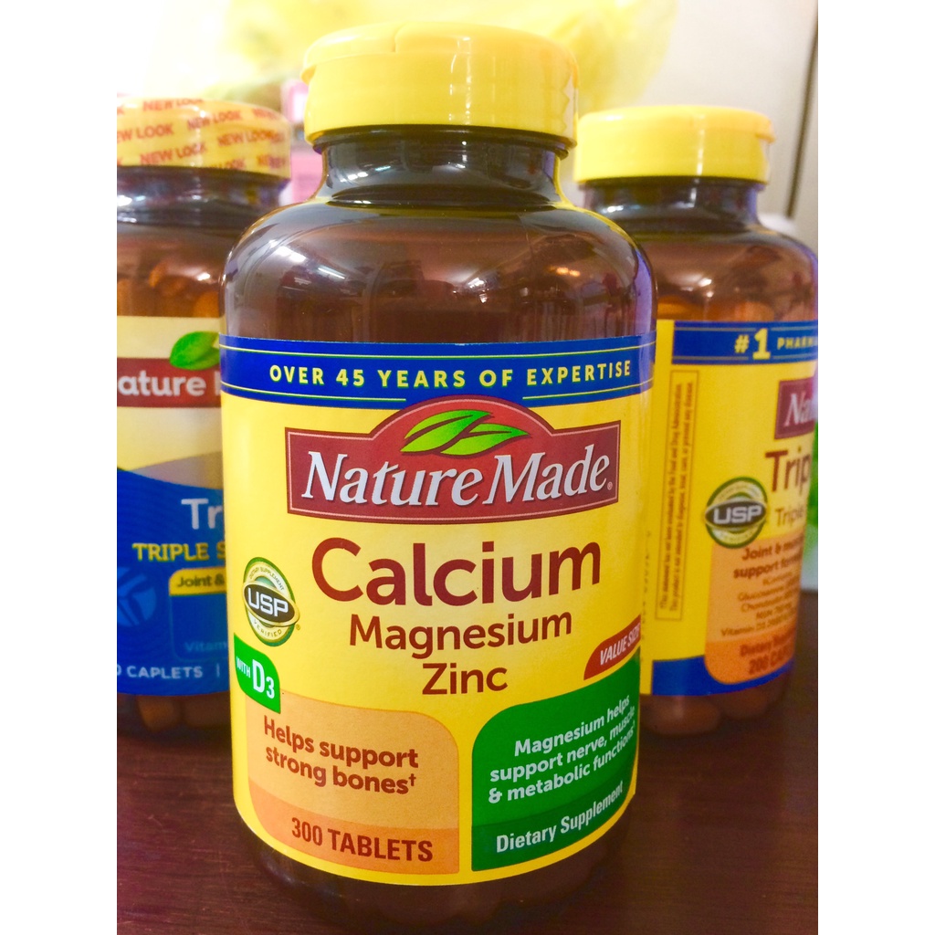 Bổ sung Canxi, Magie và Kẽm Nature Made Calcium Magnesium Zinc 300 viên