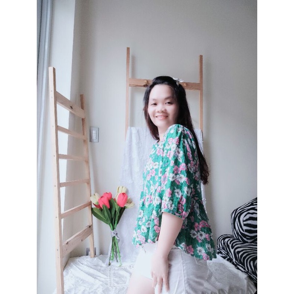 Áo baby doll hoa nhí vải xô mềm