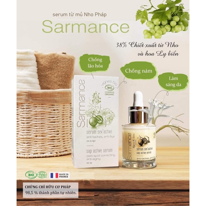 [BILL PHÁP] Serum Sarmance Sev’Active chiết xuất mủ nho dưỡng trắng da