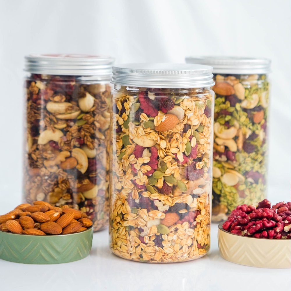 Granola siêu hạt TANU NUST 35% yến mạch, ngũ cốc granola ăn kiêng dinh dưỡng giảm cân gym yoga hũ 500g