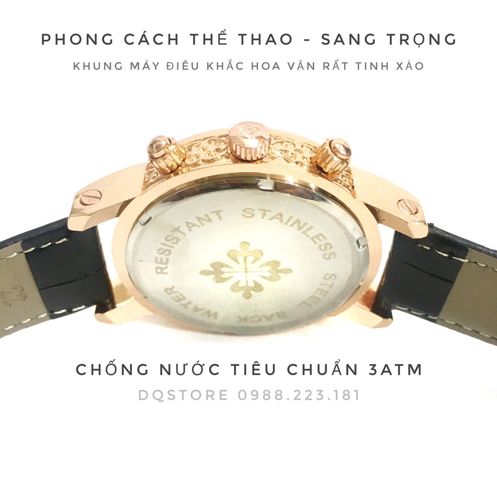 Đồng hồ nam Chronograph P.a.t.e.k phiên bản dây da cao cấp, mặt kính sapphire chống xước, chống nước tốt 3ATM | BigBuy360 - bigbuy360.vn