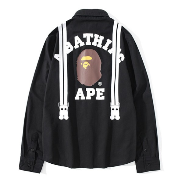 Áo Sơ Mi Tay Dài Họa Tiết Bape Độc Đáo