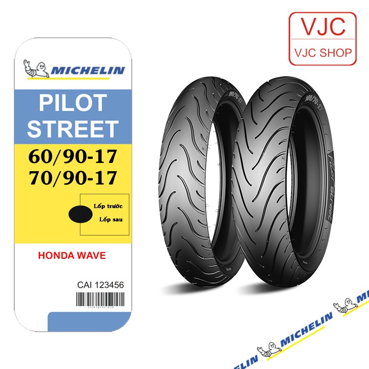 Lốp xe Honda Wave sử dụng Michelin 60/90-17 và 70/90-17 Pilot Street loại lốp sử dụng săm