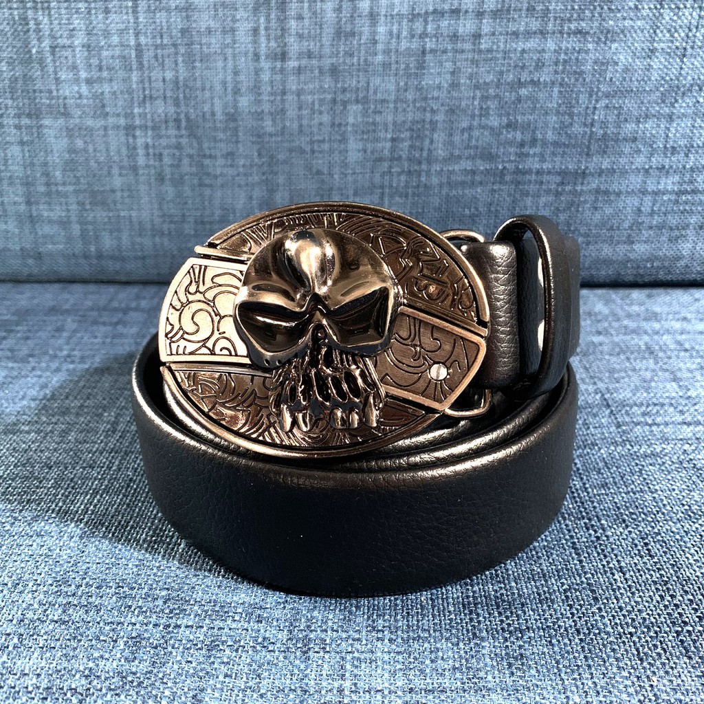 Thắt lưng mặt độc lạ mặt kim loại dây da hàng cao cấp