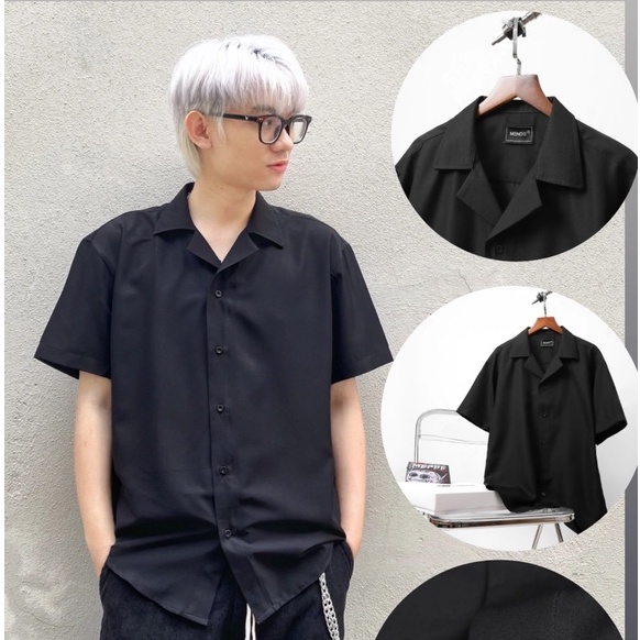 MENDE - Original Shirt - Áo sơ mi unisex tay ngắn đơn giản trơn trắng đen