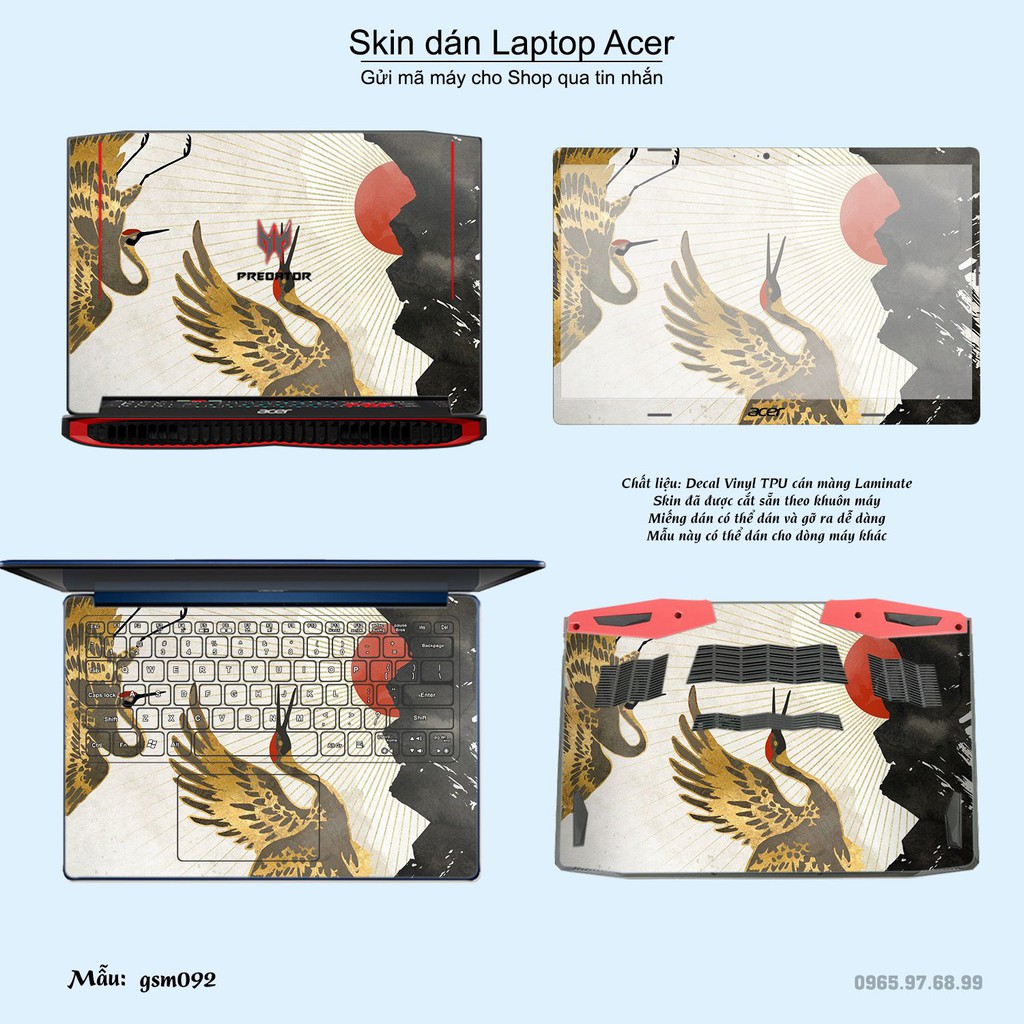 Skin dán Laptop Acer in hình giả sơn mài (inbox mã máy cho Shop)