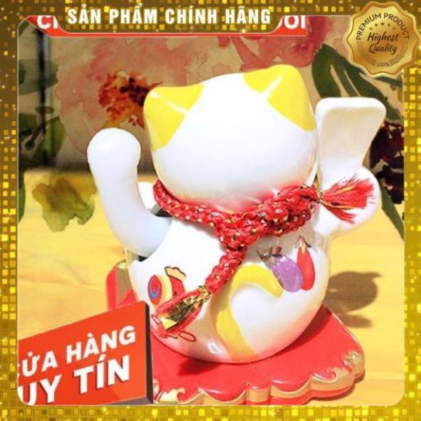 Giá hủy diệt -  Mèo thần tài vẫy tay bằng sứ cao 10cm chạy năng lượng