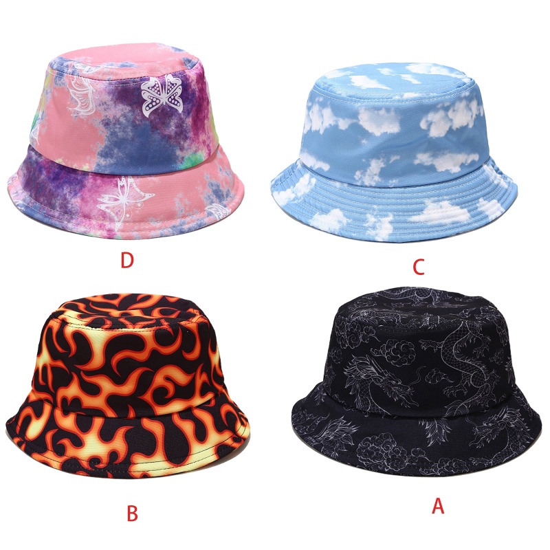 Nón bucket vành rộng in họa tiết graffiti phong cách Harajuku cho nam và nữ