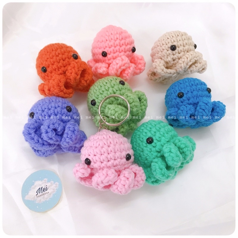 MÓC KHOÁ BẠCH TUỘC MINI LEN MÓC XINH XỈU- BẠCH TUỘC HANDMADE